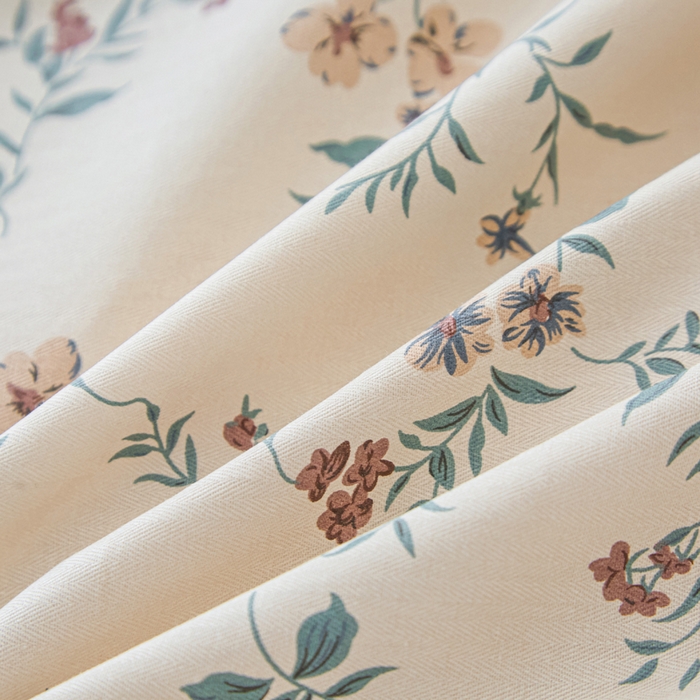 91家纺网 家纺一手货源 找家纺 首爱家纺 2025新款小清新全棉纯棉人字纹工艺款四件套 法式浪漫