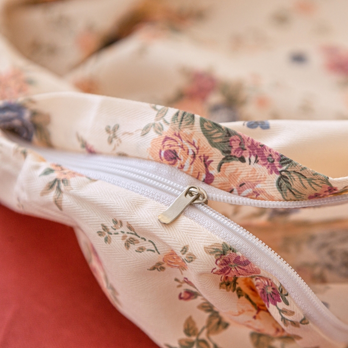 91家纺网 家纺一手货源 找家纺 首爱家纺 2025新款小清新全棉纯棉人字纹工艺款四件套 繁花似锦