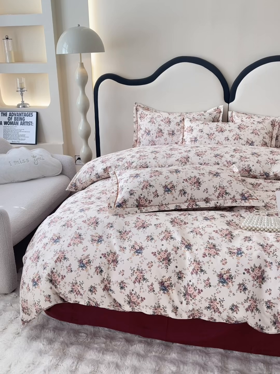 91家纺网 家纺一手货源 找家纺 首爱家纺 2025新款小清新全棉纯棉人字纹工艺款四件套 繁花似锦