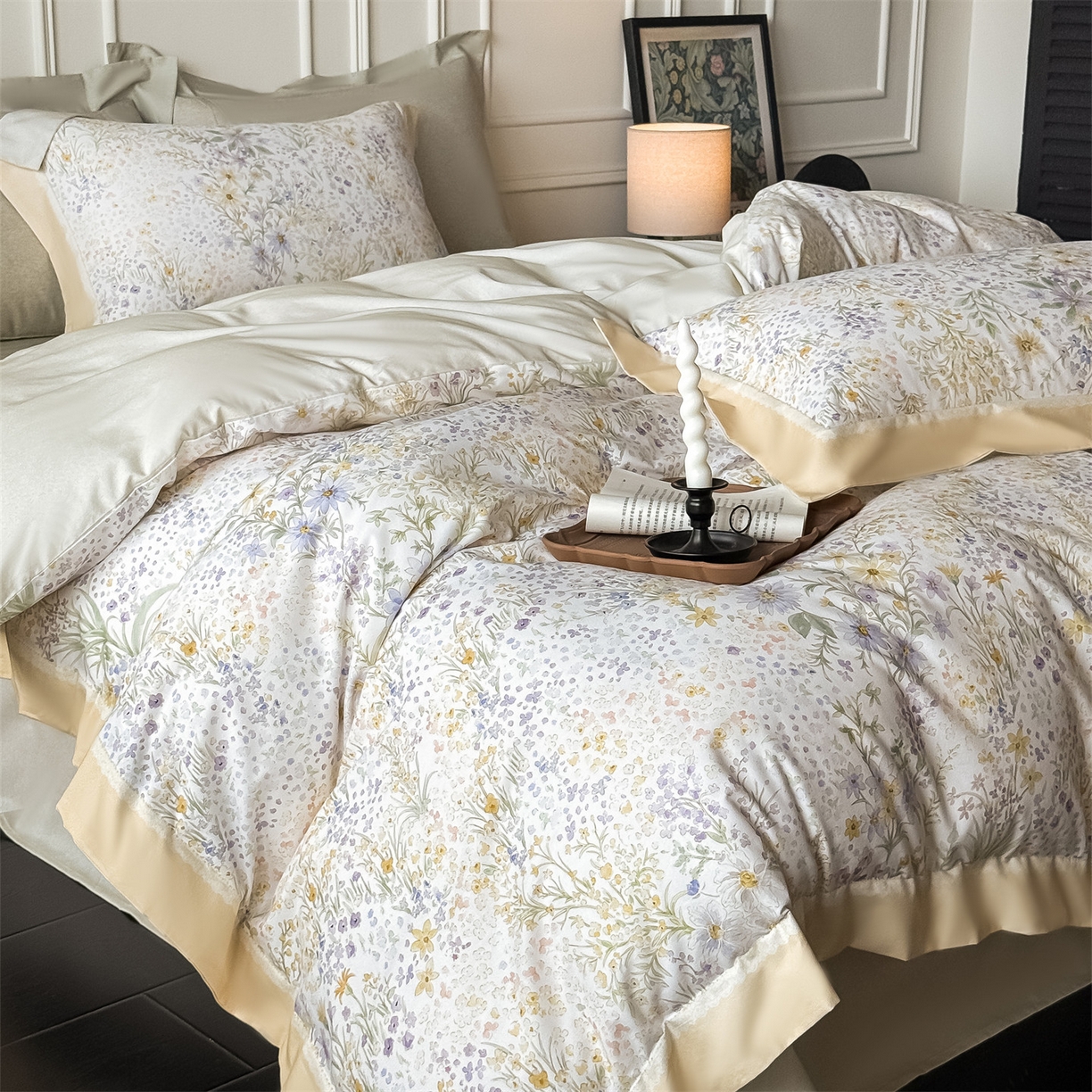 91家纺网 家纺一手货源 找家纺 朵希曼 2026新款全棉纯棉大版陶瓷磨毛四件套 柔颜