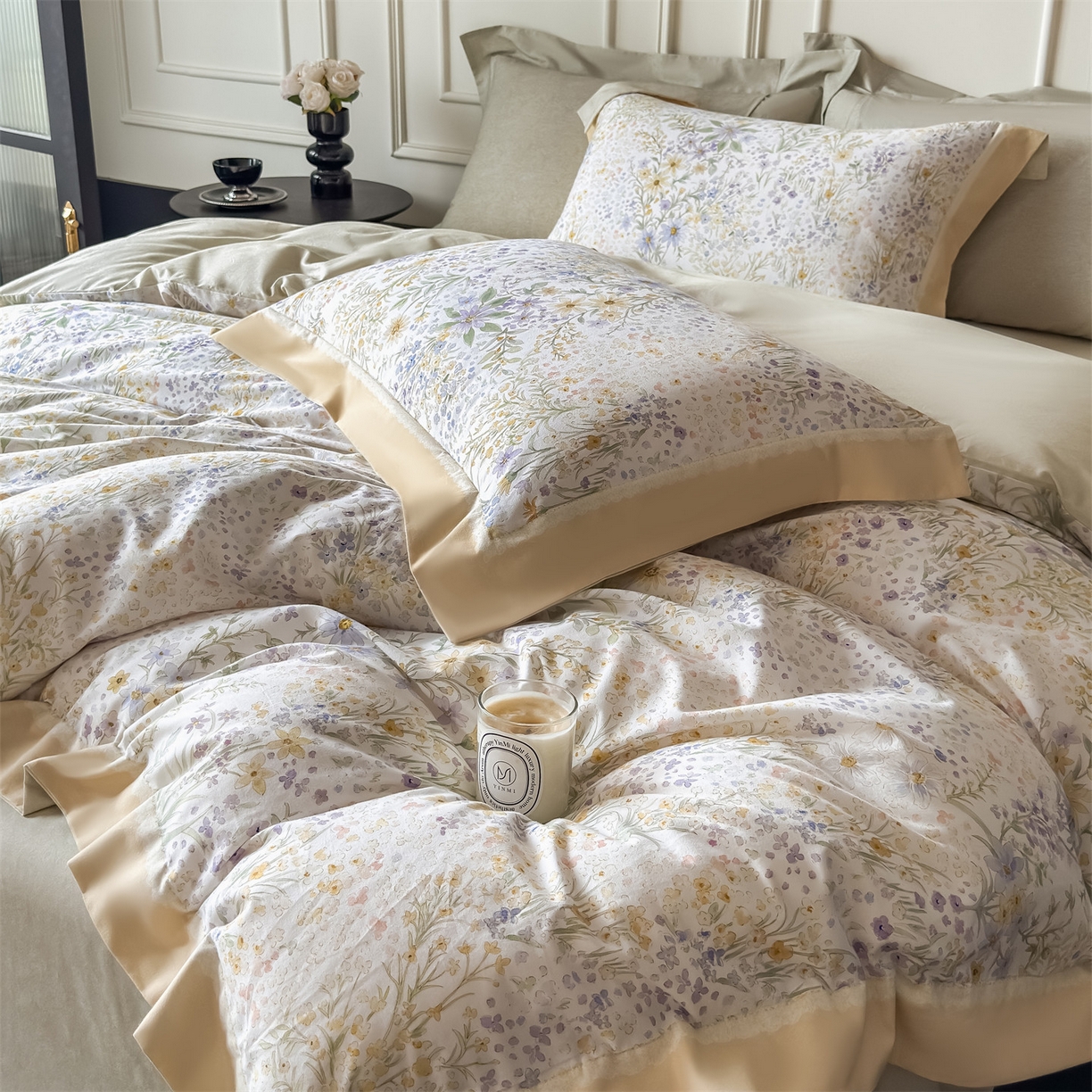 91家纺网 家纺一手货源 找家纺 朵希曼 2026新款全棉纯棉大版陶瓷磨毛四件套 柔颜