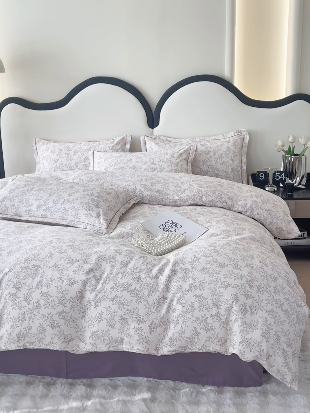 91家纺网 家纺一手货源 找家纺 首爱家纺 2025新款小清新全棉纯棉人字纹工艺款四件套 罗兰之恋