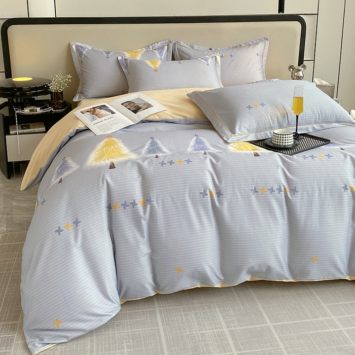 91家纺网 家纺一手货源 找家纺 梧桐树 2025新款轻奢新疆棉加厚磨毛四件套 林间小路