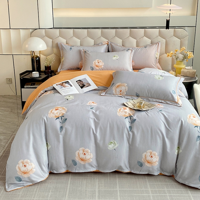 91家纺网 家纺一手货源 找家纺 梧桐树 2025新款轻奢新疆棉加厚磨毛四件套 花田喜事