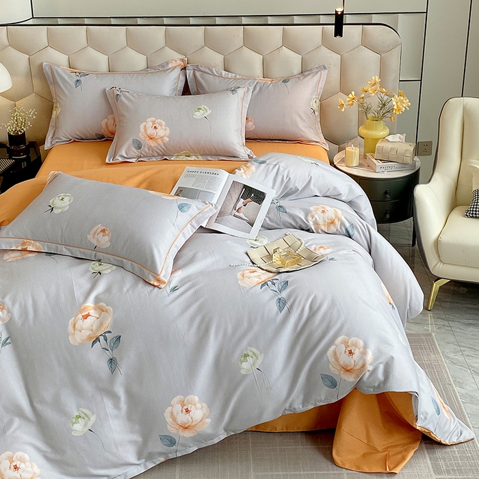 91家纺网 家纺一手货源 找家纺 梧桐树 2025新款轻奢新疆棉加厚磨毛四件套 花田喜事