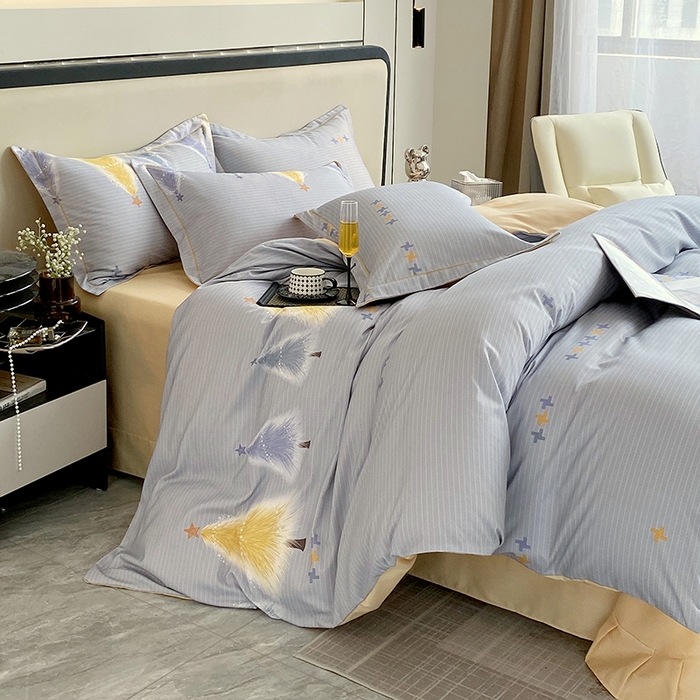 91家纺网 家纺一手货源 找家纺 梧桐树 2025新款轻奢新疆棉加厚磨毛四件套 林间小路