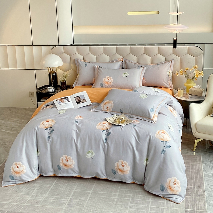 91家纺网 家纺一手货源 找家纺 梧桐树 2025新款轻奢新疆棉加厚磨毛四件套 花田喜事