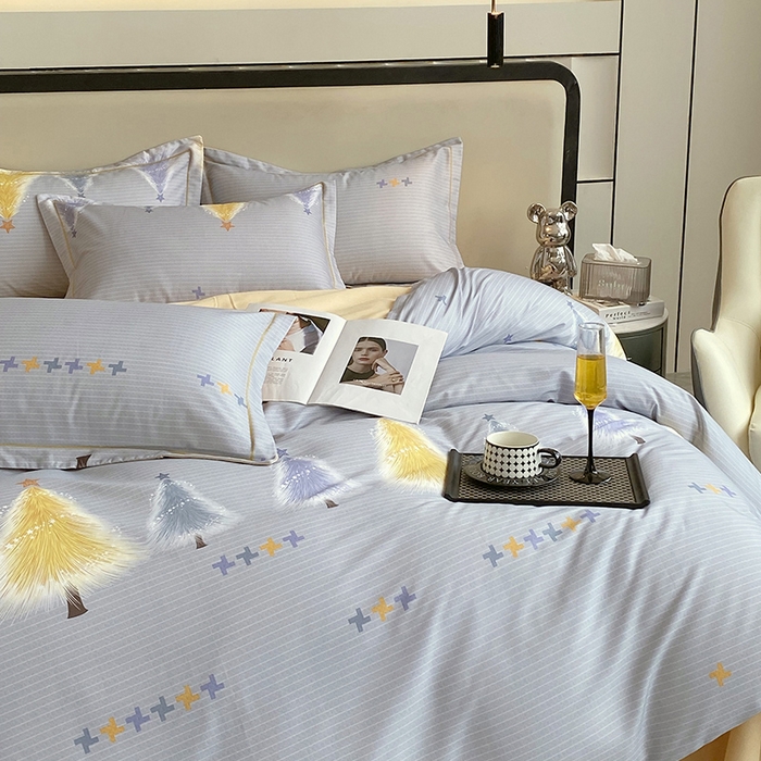 91家纺网 家纺一手货源 找家纺 梧桐树 2025新款轻奢新疆棉加厚磨毛四件套 林间小路