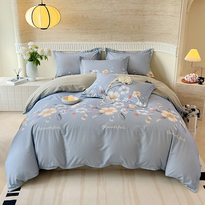 梧桐树 2025新款轻奢新疆棉加厚磨毛四件套 潘多拉蓝