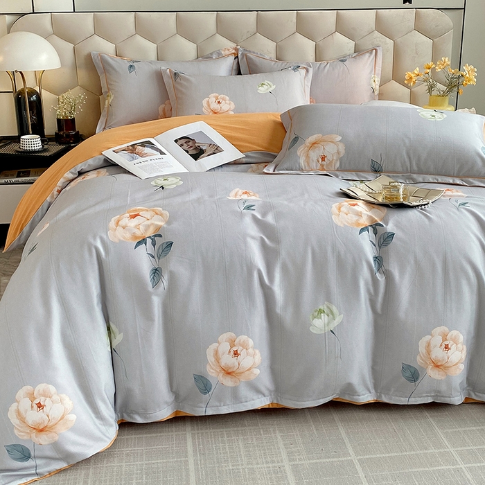 91家纺网 家纺一手货源 找家纺 梧桐树 2025新款轻奢新疆棉加厚磨毛四件套 花田喜事