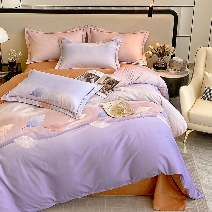 91家纺网 家纺一手货源 找家纺 梧桐树 2025新款轻奢新疆棉加厚磨毛四件套 轻叶漫舞