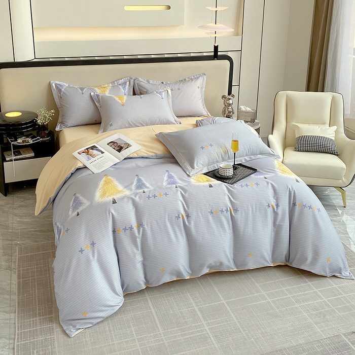 91家纺网 家纺一手货源 找家纺 梧桐树 2025新款轻奢新疆棉加厚磨毛四件套 林间小路