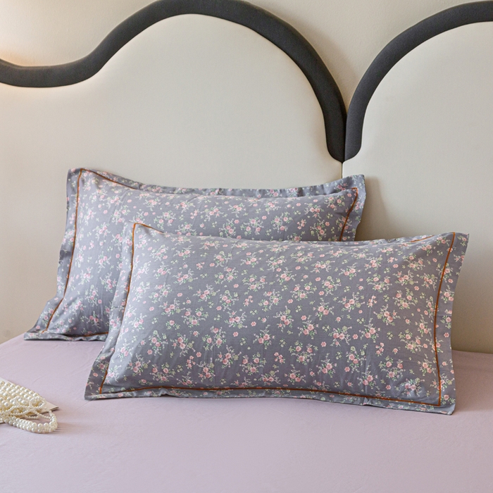 91家纺网 家纺一手货源 找家纺 首爱家纺 2025新款小清新全棉纯棉人字纹工艺款四件套 梦幻紫兰