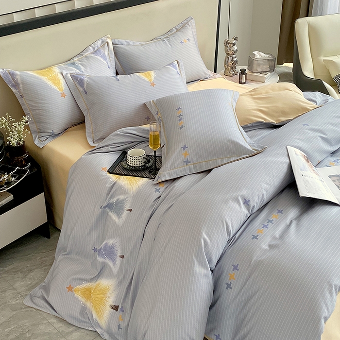 91家纺网 家纺一手货源 找家纺 梧桐树 2025新款轻奢新疆棉加厚磨毛四件套 林间小路