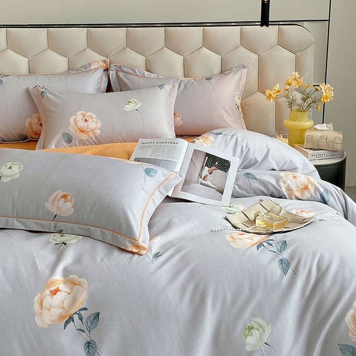 91家纺网 家纺一手货源 找家纺 梧桐树 2025新款轻奢新疆棉加厚磨毛四件套 花田喜事