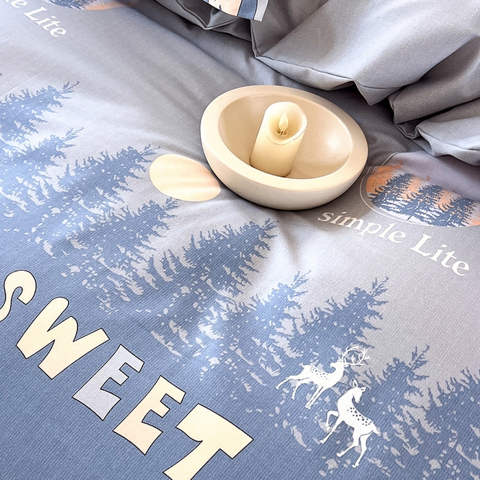 91家纺网 家纺一手货源 找家纺 梧桐树 2025新款轻奢新疆棉加厚磨毛四件套 林深见鹿