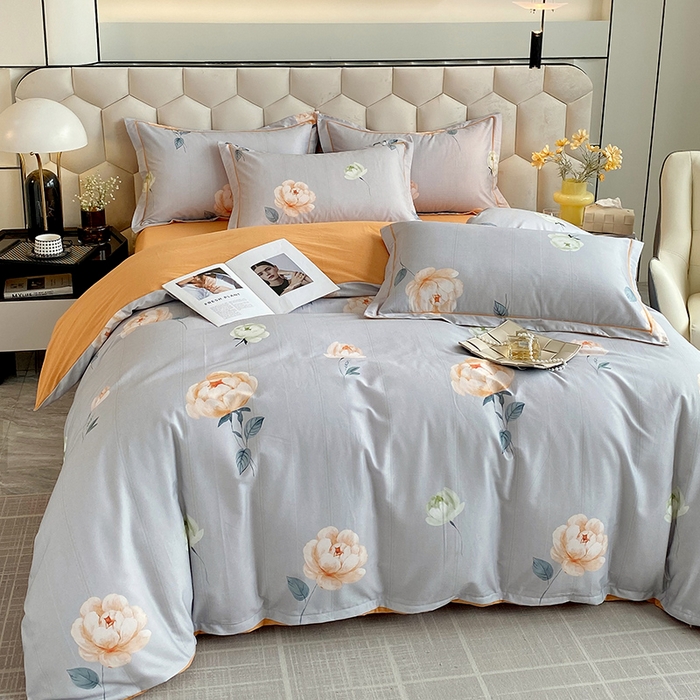 91家纺网 家纺一手货源 找家纺 梧桐树 2025新款轻奢新疆棉加厚磨毛四件套 花田喜事