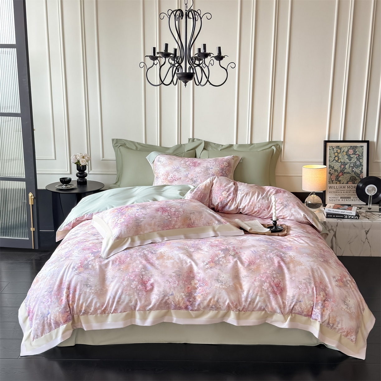 91家纺网 家纺一手货源 找家纺 朵希曼 2026新款全棉纯棉大版陶瓷磨毛四件套 赛纳森林