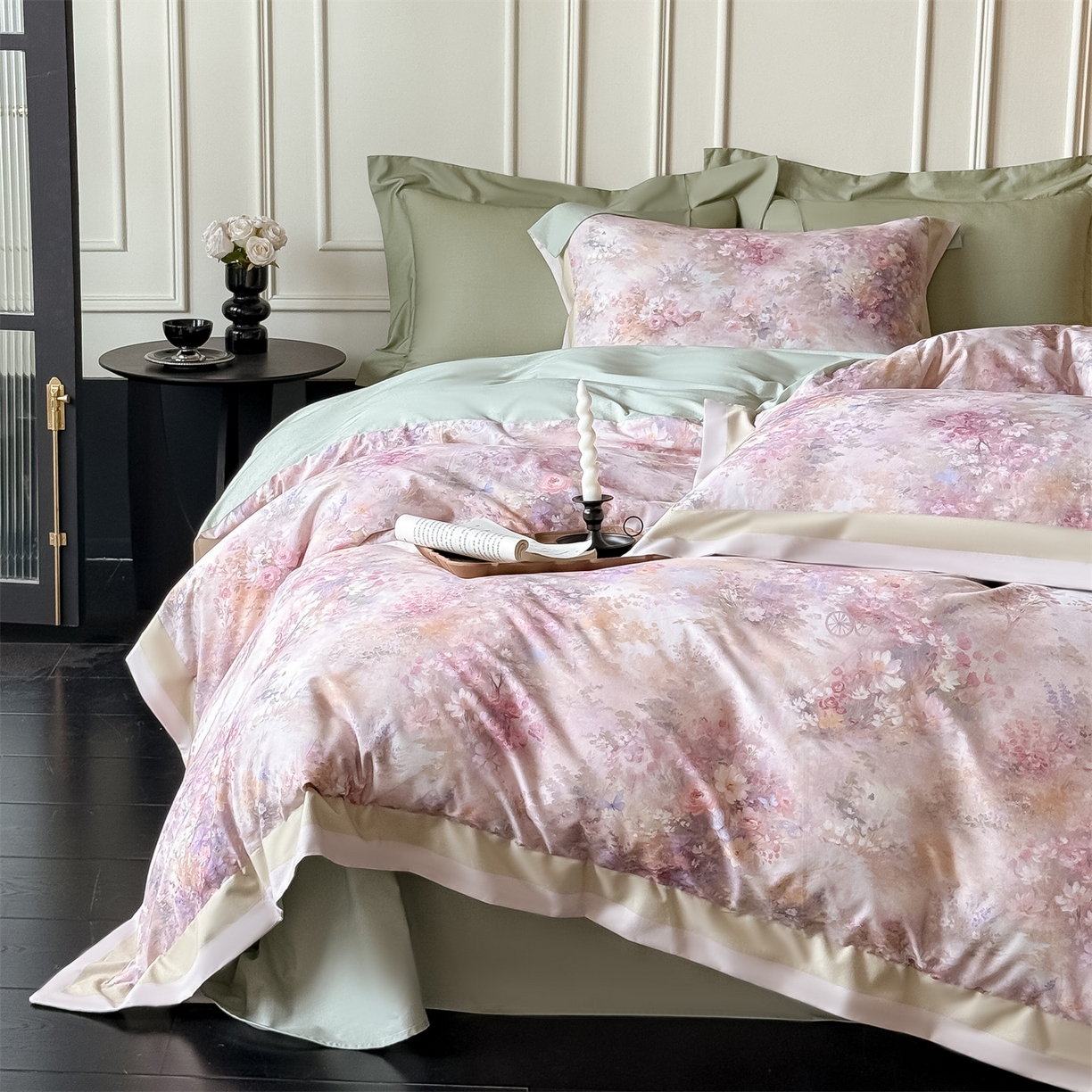 91家纺网 家纺一手货源 找家纺 朵希曼 2026新款全棉纯棉大版陶瓷磨毛四件套 赛纳森林