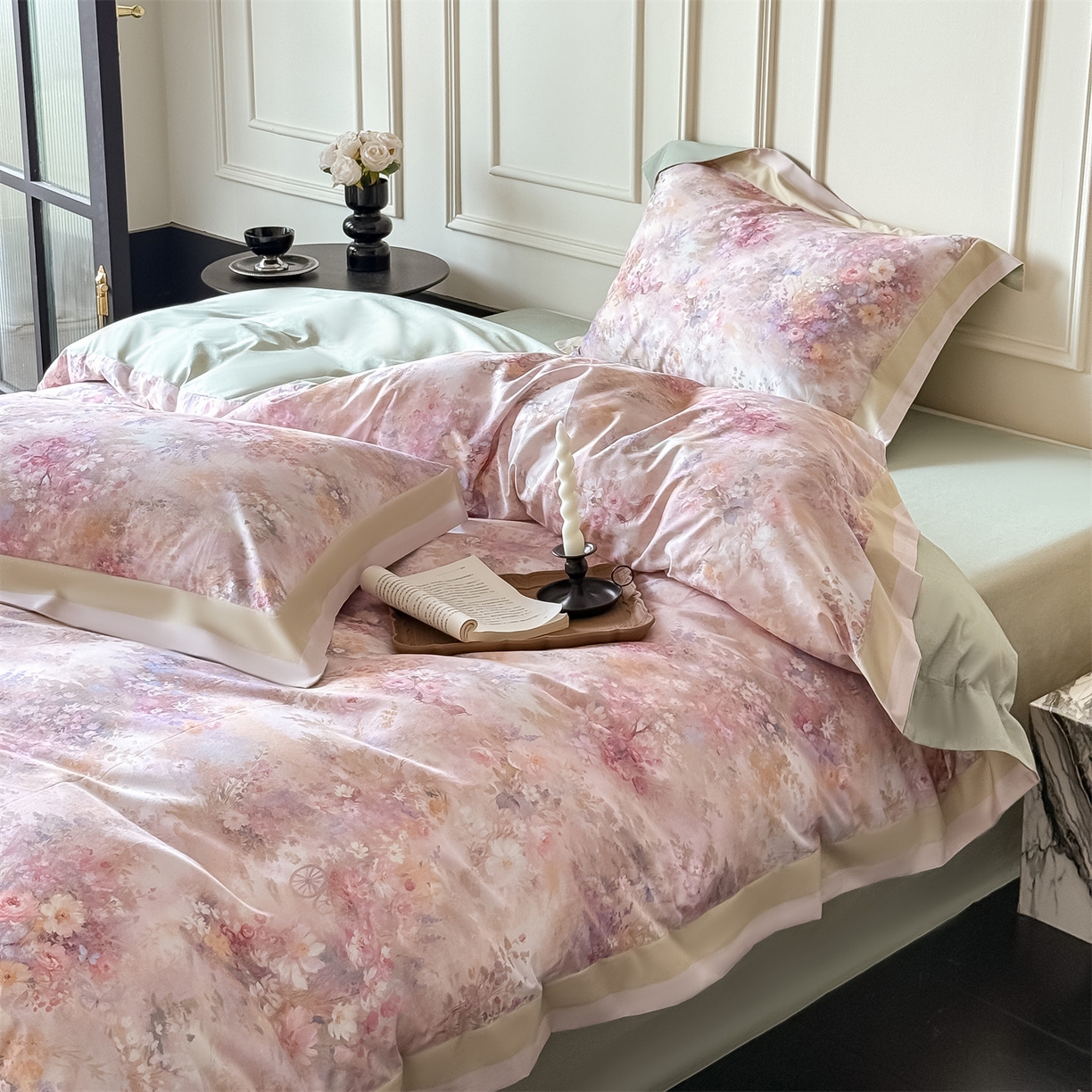 91家纺网 家纺一手货源 找家纺 朵希曼 2026新款全棉纯棉大版陶瓷磨毛四件套 赛纳森林