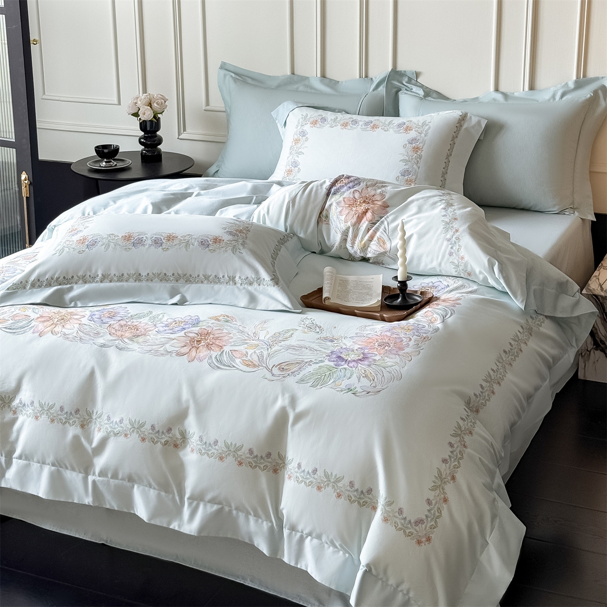 91家纺网 家纺一手货源 找家纺 朵希曼 2026新款全棉纯棉大版陶瓷磨毛四件套 薇风