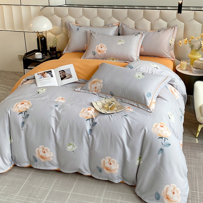 91家纺网 家纺一手货源 找家纺 梧桐树 2025新款轻奢新疆棉加厚磨毛四件套 花田喜事