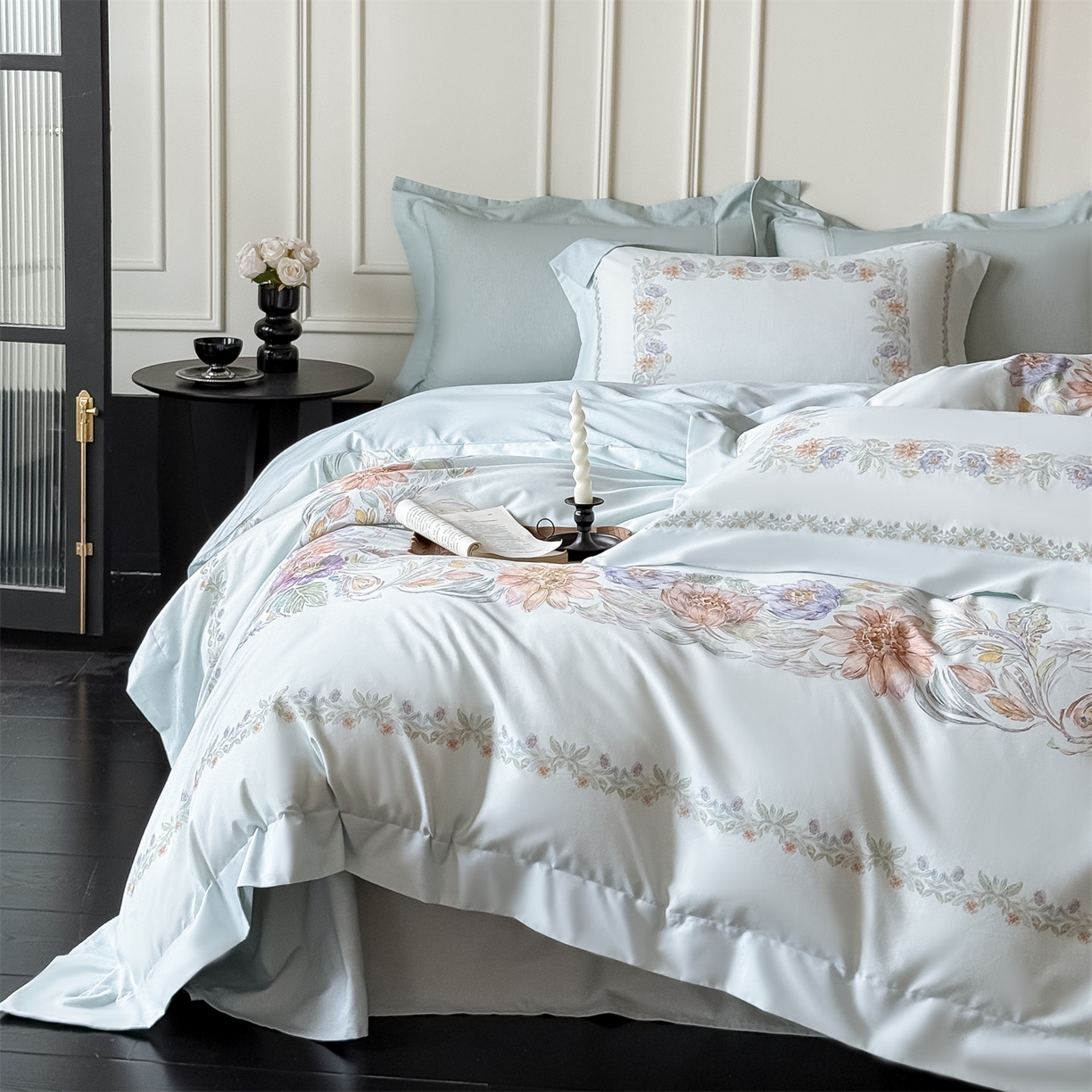 91家纺网 家纺一手货源 找家纺 朵希曼 2026新款全棉纯棉大版陶瓷磨毛四件套 薇风