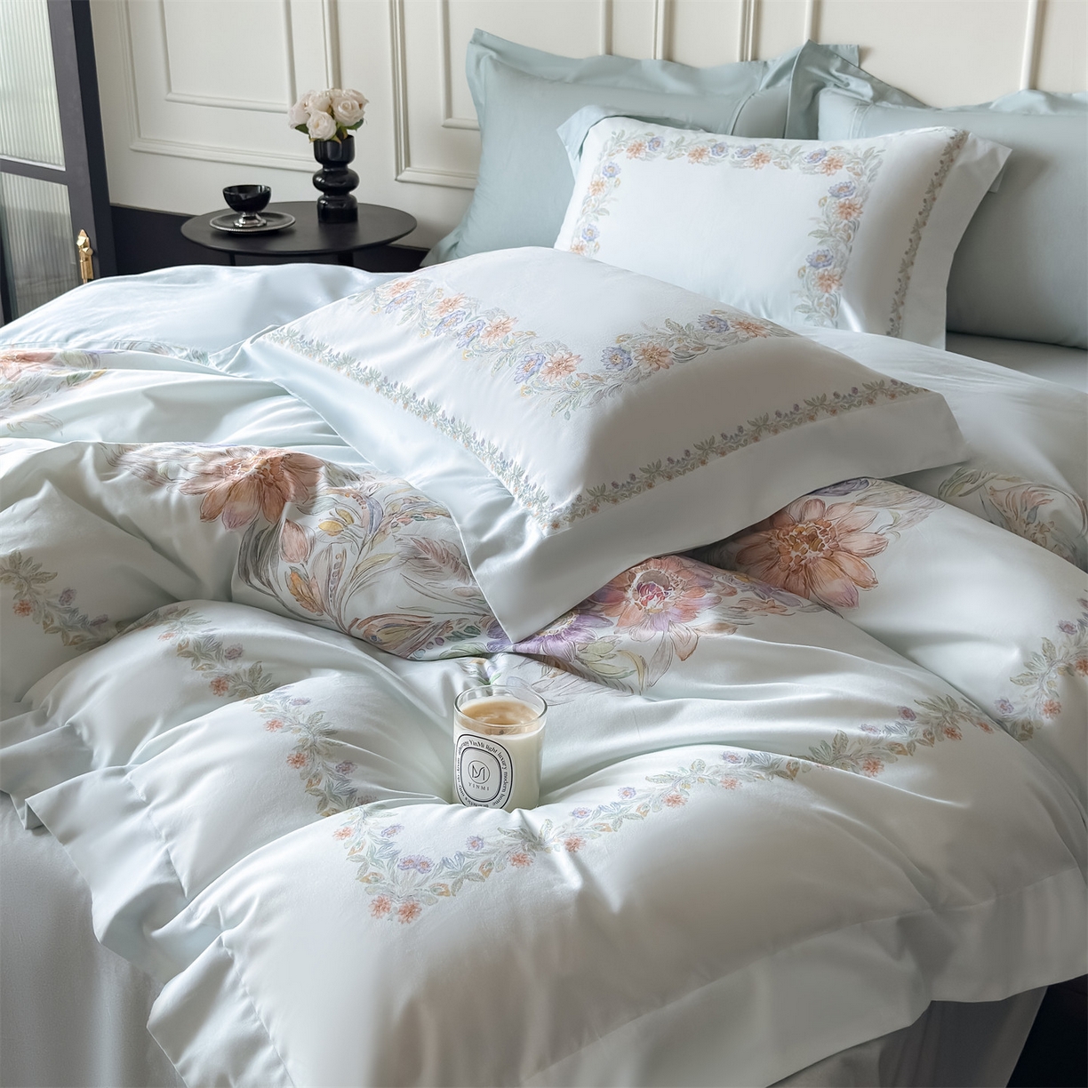 91家纺网 家纺一手货源 找家纺 朵希曼 2026新款全棉纯棉大版陶瓷磨毛四件套 薇风