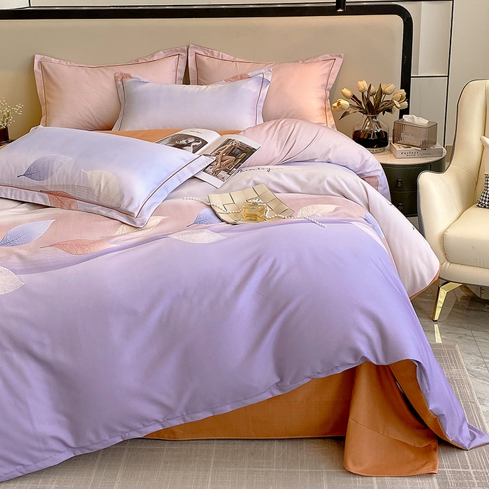 91家纺网 家纺一手货源 找家纺 梧桐树 2025新款轻奢新疆棉加厚磨毛四件套 轻叶漫舞