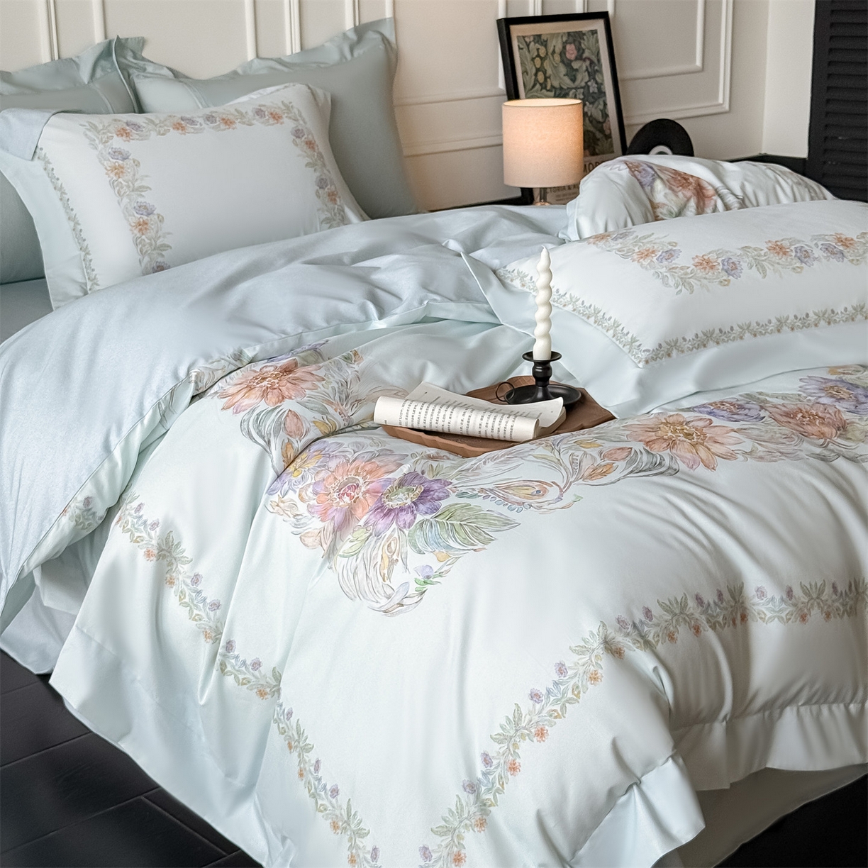 91家纺网 家纺一手货源 找家纺 朵希曼 2026新款全棉纯棉大版陶瓷磨毛四件套 薇风