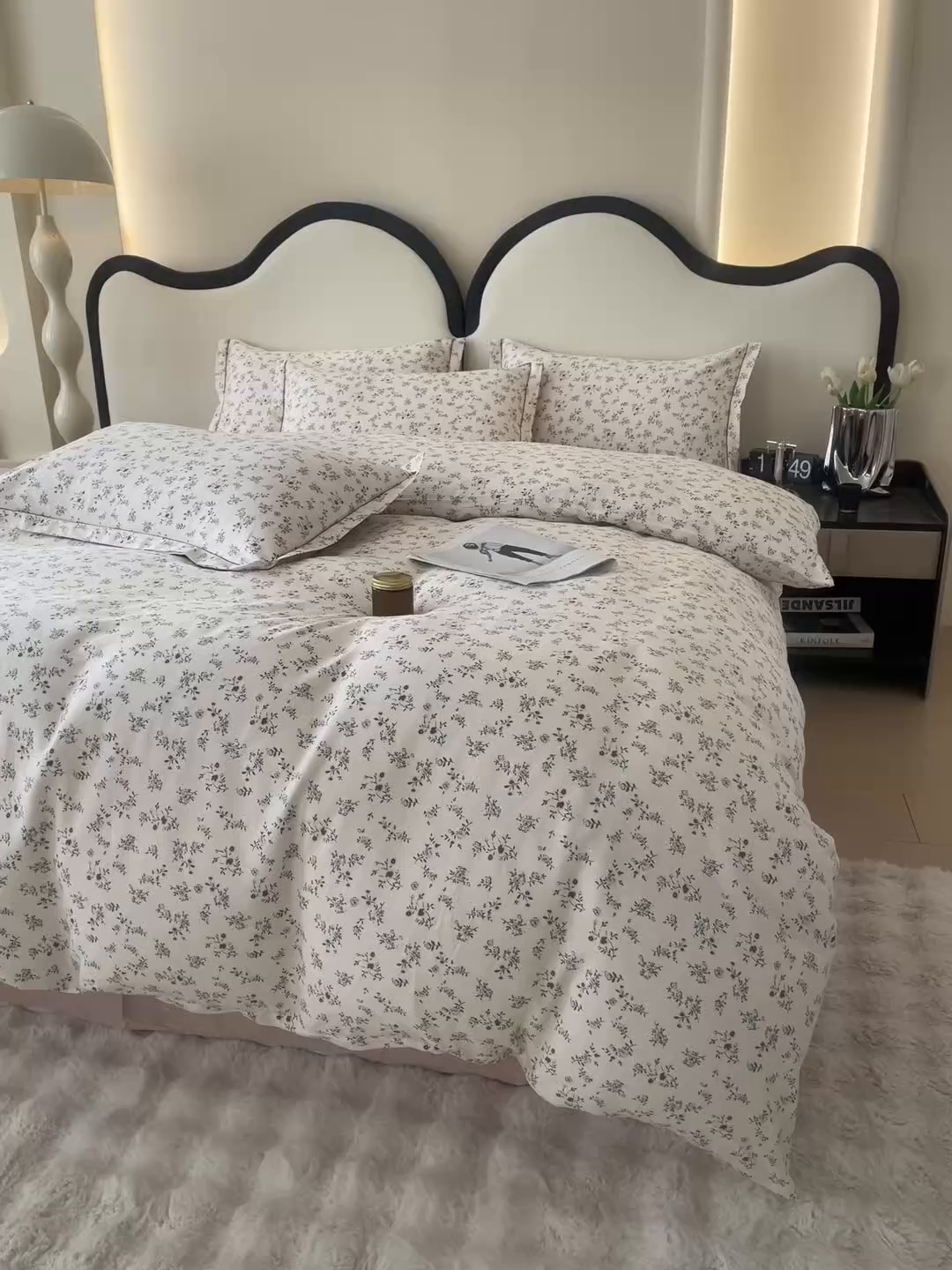 91家纺网 家纺一手货源 找家纺 首爱家纺 2025新款小清新全棉纯棉人字纹工艺款四件套 奶油小花