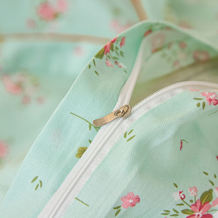 91家纺网 家纺一手货源 找家纺 首爱家纺 2025新款小清新全棉纯棉人字纹工艺款四件套 清新薄荷