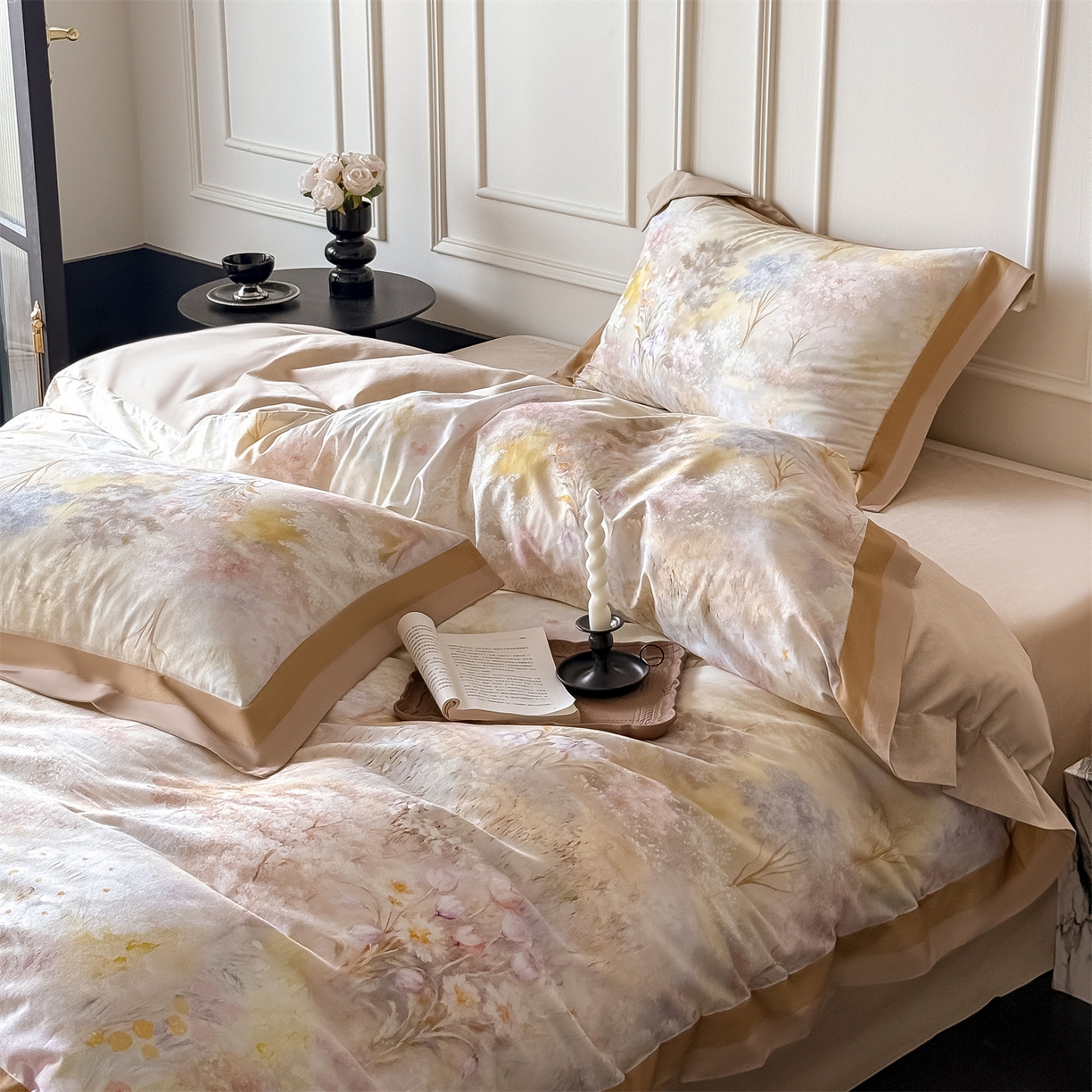 91家纺网 家纺一手货源 找家纺 朵希曼 2026新款全棉纯棉大版陶瓷磨毛四件套 薇娜-粉咖