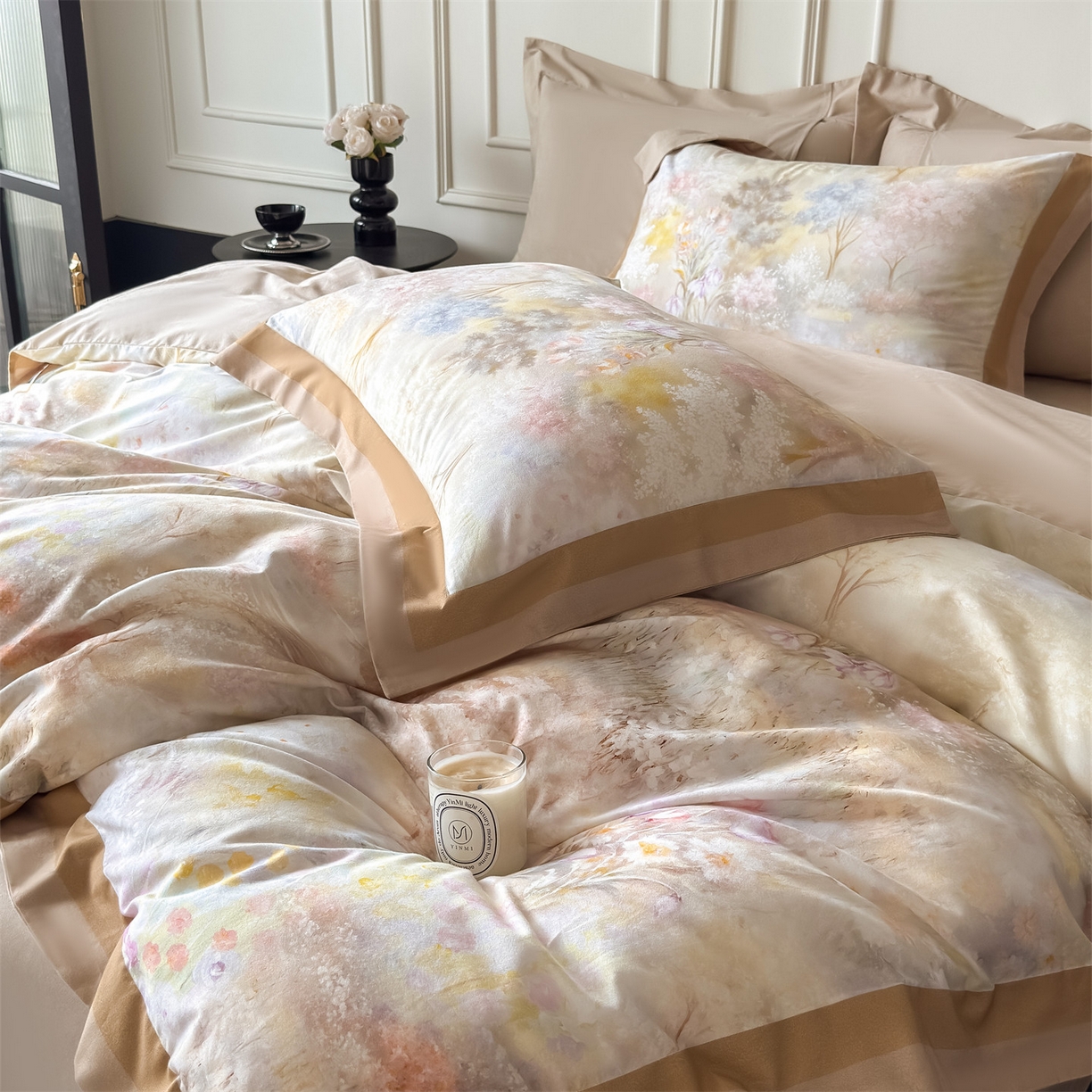 91家纺网 家纺一手货源 找家纺 朵希曼 2026新款全棉纯棉大版陶瓷磨毛四件套 薇娜-粉咖