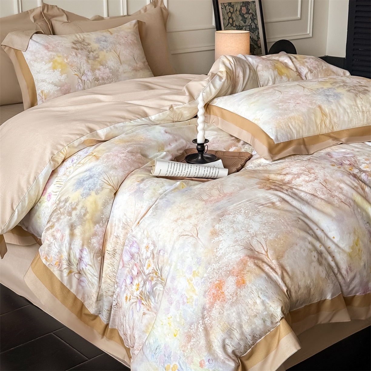 91家纺网 家纺一手货源 找家纺 朵希曼 2026新款全棉纯棉大版陶瓷磨毛四件套 薇娜-粉咖