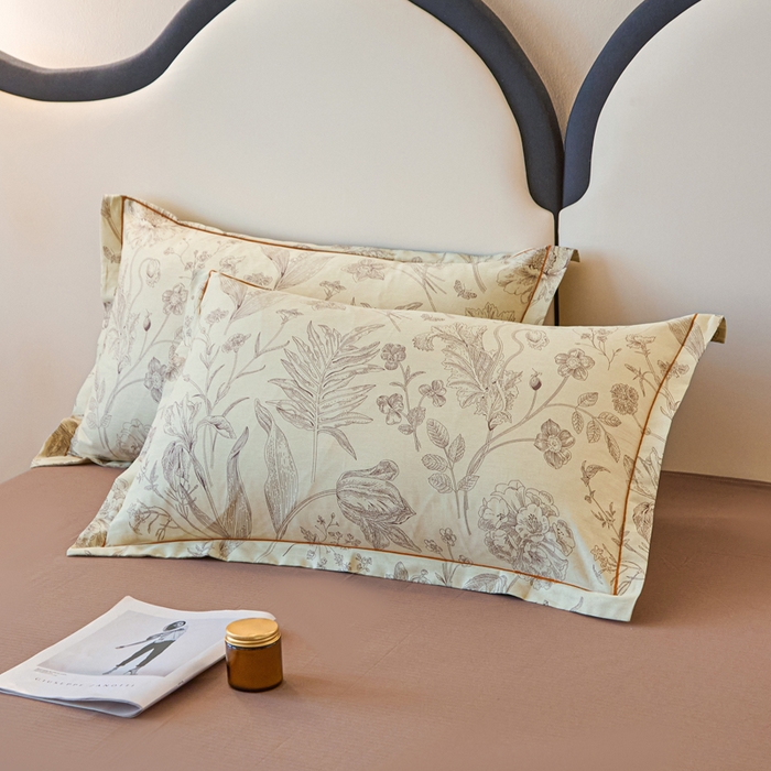 91家纺网 家纺一手货源 找家纺 首爱家纺 2025新款小清新全棉纯棉人字纹工艺款四件套 秋日落叶