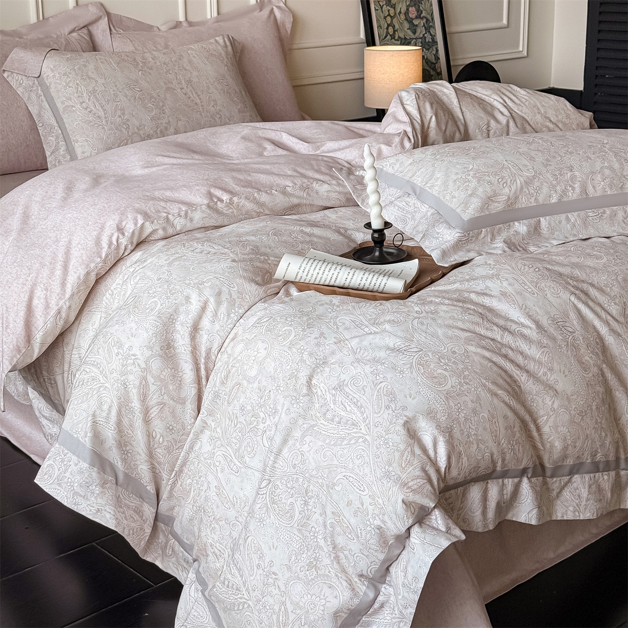 91家纺网 家纺一手货源 找家纺 朵希曼 2026新款全棉纯棉大版陶瓷磨毛四件套 伊莎贝尔