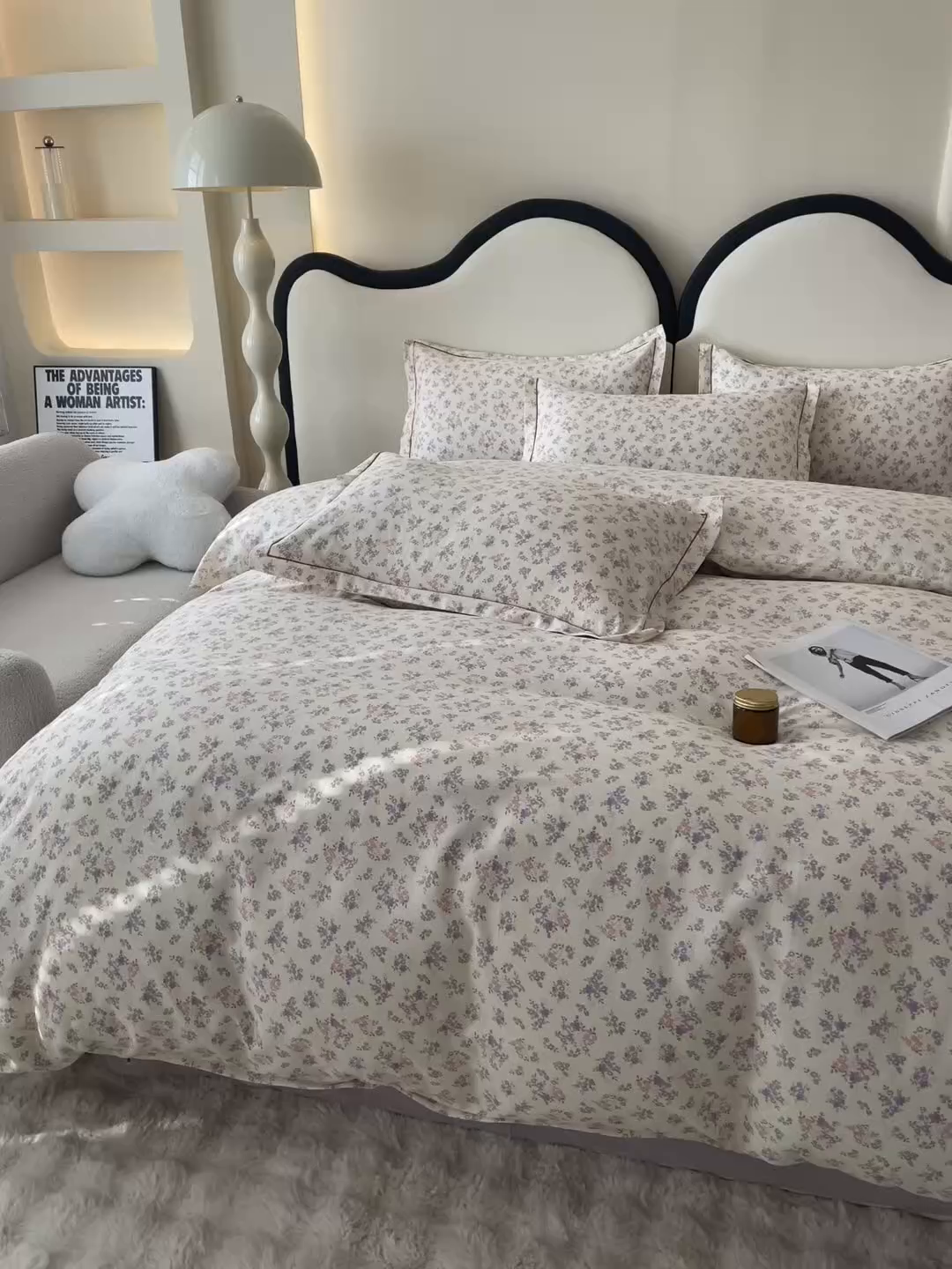 91家纺网 家纺一手货源 找家纺 首爱家纺 2025新款小清新全棉纯棉人字纹工艺款四件套 万朵花