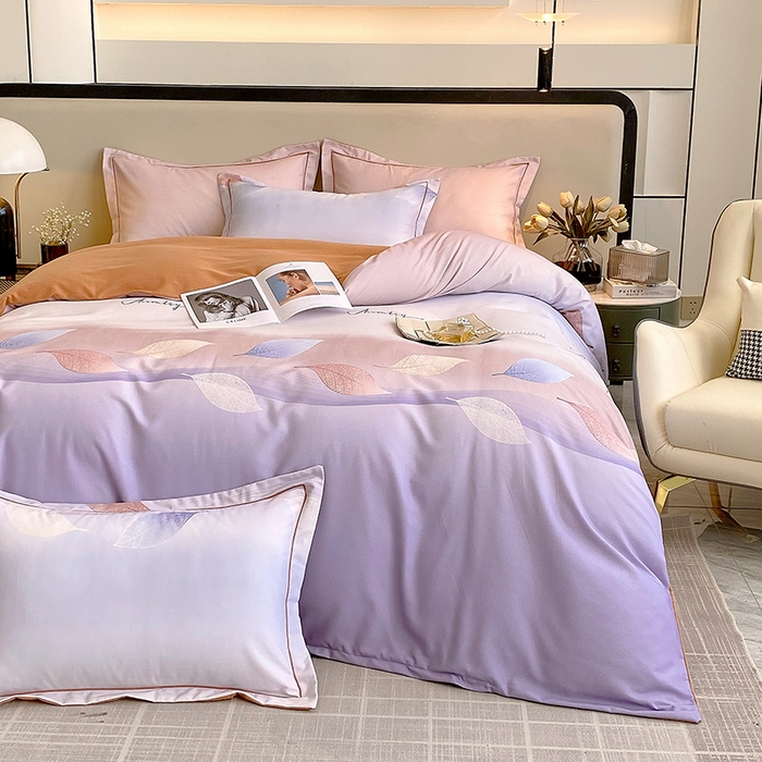 91家纺网 家纺一手货源 找家纺 梧桐树 2025新款轻奢新疆棉加厚磨毛四件套 轻叶漫舞