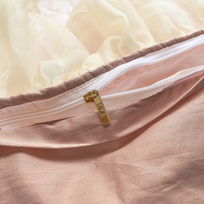 91家纺网 家纺一手货源 找家纺 罗艺轩 2025新款全棉蕾丝刺绣单床裙-小香玫瑰 小香玫瑰-豆沙