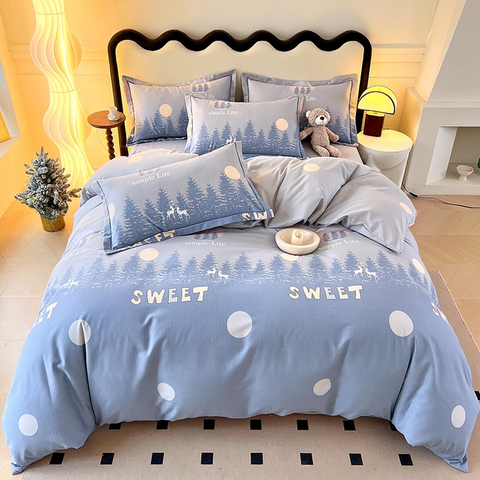 91家纺网 家纺一手货源 找家纺 梧桐树 2025新款轻奢新疆棉加厚磨毛四件套 林深见鹿