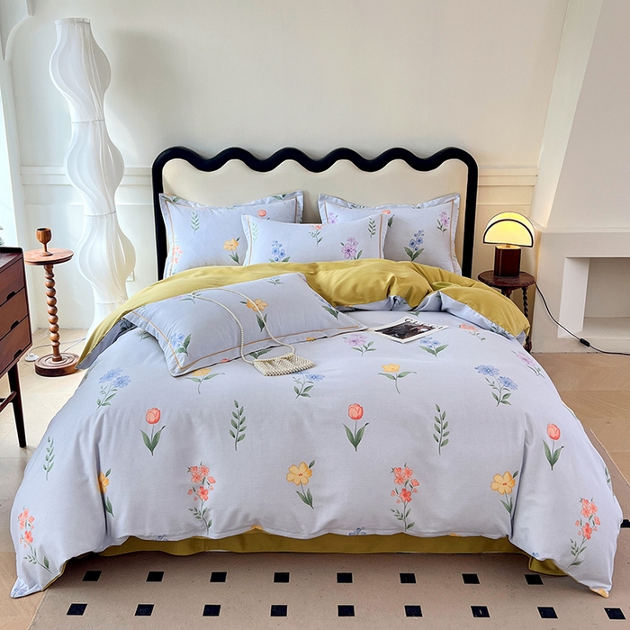 梧桐树 2025新款轻奢新疆棉加厚磨毛四件套 蓝色恋曲