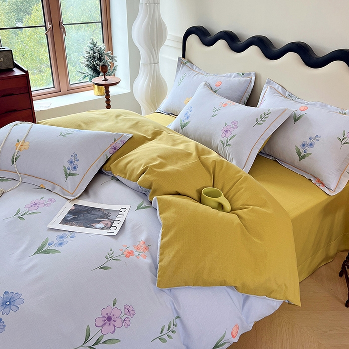 91家纺网 家纺一手货源 找家纺 梧桐树 2025新款轻奢新疆棉加厚磨毛四件套 蓝色恋曲