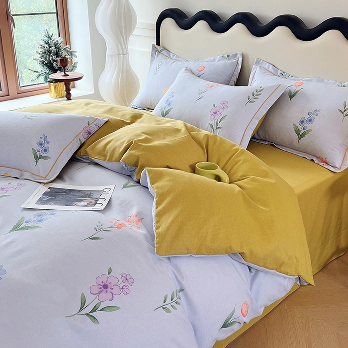 91家纺网 家纺一手货源 找家纺 梧桐树 2025新款轻奢新疆棉加厚磨毛四件套 蓝色恋曲