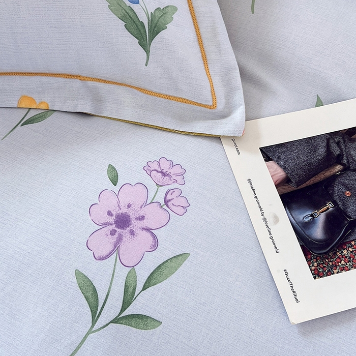 91家纺网 家纺一手货源 找家纺 梧桐树 2025新款轻奢新疆棉加厚磨毛四件套 蓝色恋曲