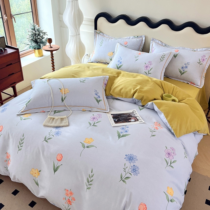 91家纺网 家纺一手货源 找家纺 梧桐树 2025新款轻奢新疆棉加厚磨毛四件套 蓝色恋曲