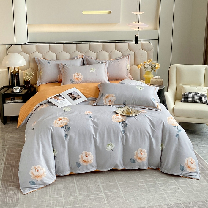 91家纺网 家纺一手货源 找家纺 梧桐树 2025新款轻奢新疆棉加厚磨毛四件套 花田喜事