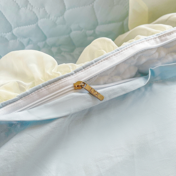 91家纺网 家纺一手货源 找家纺 罗艺轩 2025新款全棉蕾丝刺绣单床裙-小香玫瑰 小香玫瑰-天蓝