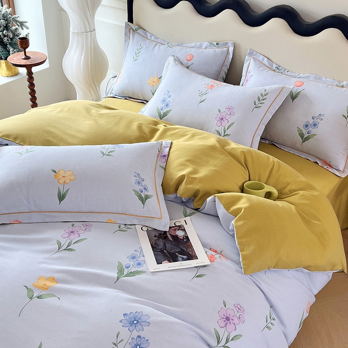 91家纺网 家纺一手货源 找家纺 梧桐树 2025新款轻奢新疆棉加厚磨毛四件套 蓝色恋曲