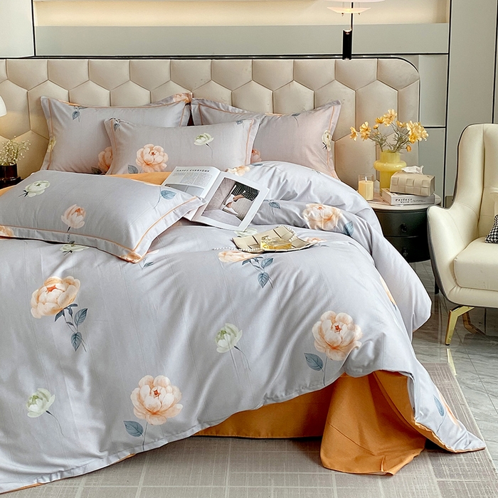 91家纺网 家纺一手货源 找家纺 梧桐树 2025新款轻奢新疆棉加厚磨毛四件套 花田喜事